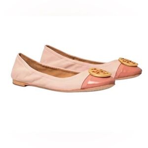 Tory Burch Minnie Cap Toe Ballet Flats in Seashell Pink